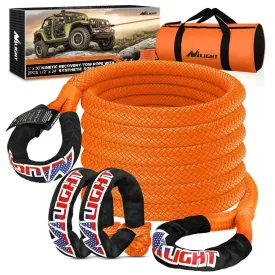1In x 30FT Kinetic Recovery Rope & 2PCS 1/2In x 24In Soft Shackle