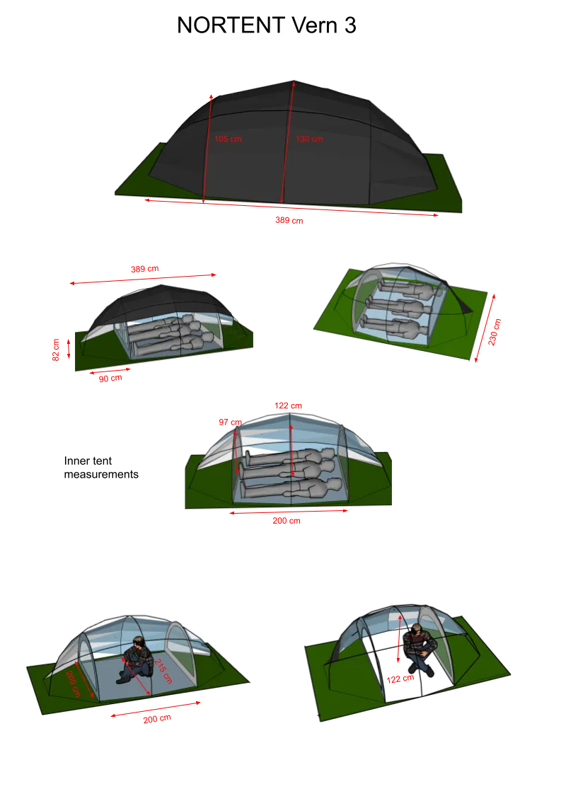 3-4 Person Camping & Hiking Tent - Vern 3 Tent - 4.7kg by Nortent