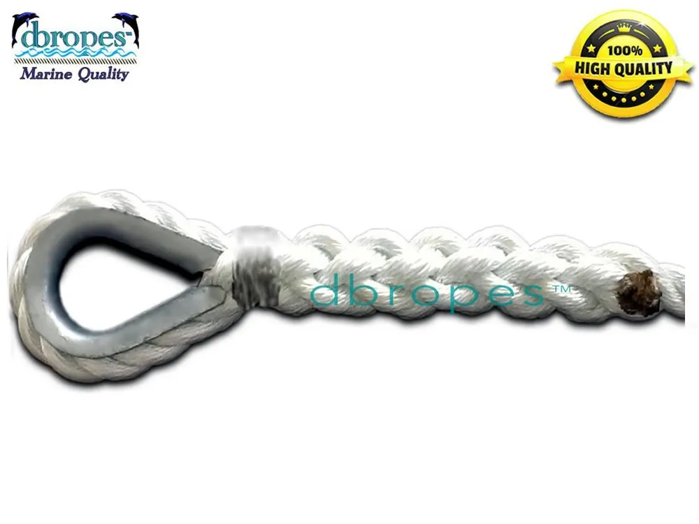 3/4" X 10' Three Strand Mooring Pendant 100% Nylon Rope with Thimble and Chafe Guard. (Tensile Strength 13800 Lbs.) Made in USA. FREE EXPEDITED SHIPPING. (Select color before add to cart)