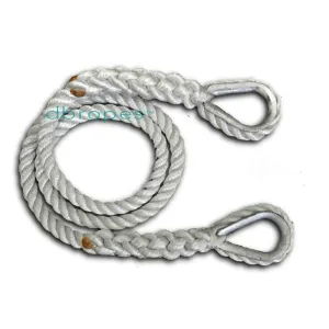 3/4" X 10" Three Strand Mooring Pendant 100% Nylon Rope with 2 Galvanized or SS Thimbles. Made in USA.