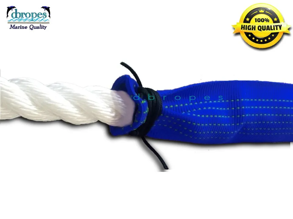 3/4" X 16' Three Strand Double Mooring Pendant 100% Nylon Rope (10ft   2lines of 6ft) with  Stainless Steel Thimble, 2 Chafe Guards, and Float System
