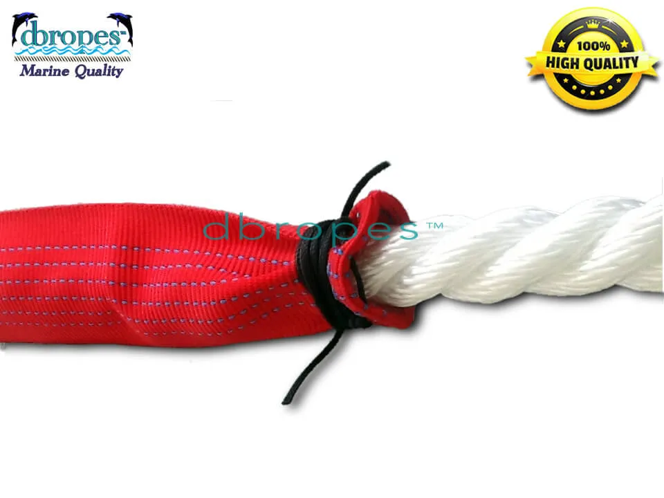 3/4" X 16' Three Strand Double Mooring Pendant 100% Nylon Rope (10ft   2lines of 6ft) with  Stainless Steel Thimble, 2 Chafe Guards, and Float System