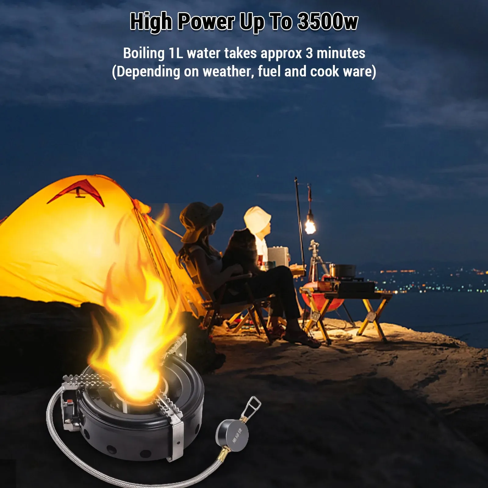 3500W Camping Stove High-Altitude Infrared Portable Windproof Gas Stove for Outdoor Hiking Lightweight and Foldable