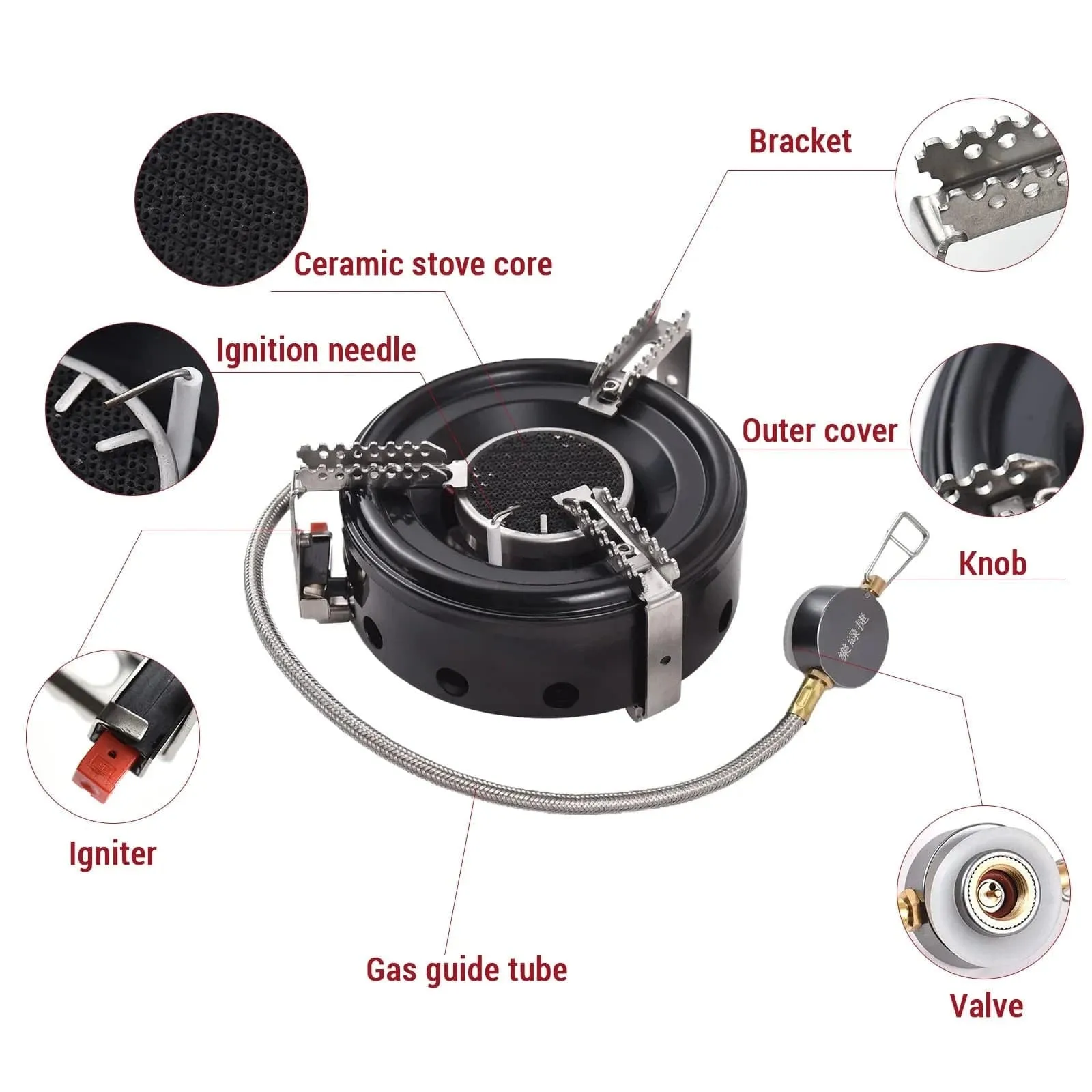 3500W Camping Stove High-Altitude Infrared Portable Windproof Gas Stove for Outdoor Hiking Lightweight and Foldable