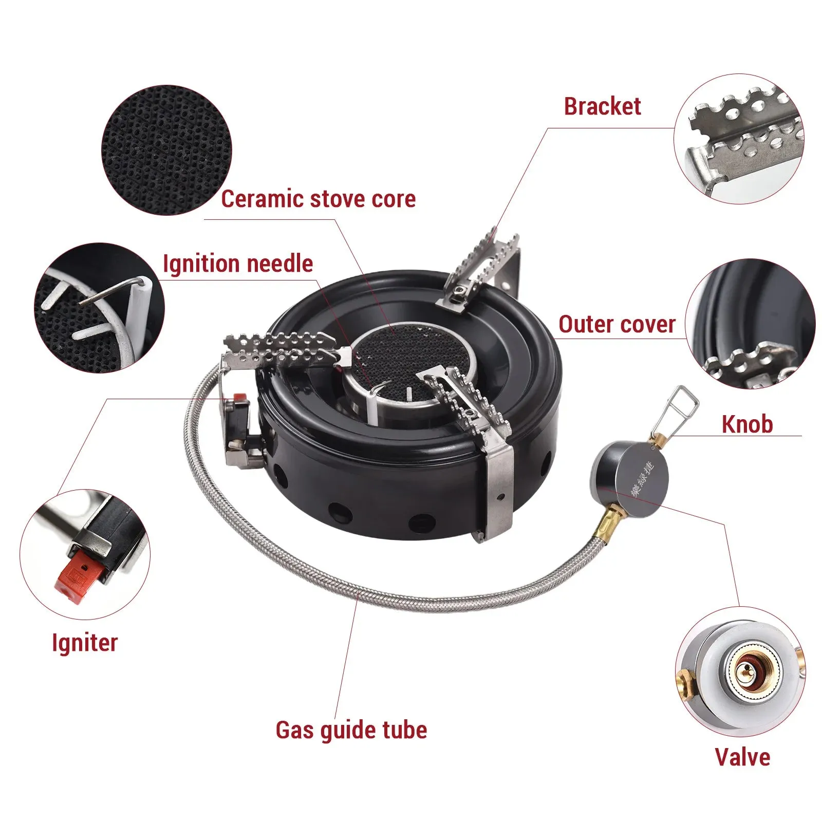 3500W Camping Stove High-Altitude Infrared Portable Windproof Gas Stove for Outdoor Hiking Lightweight and Foldable