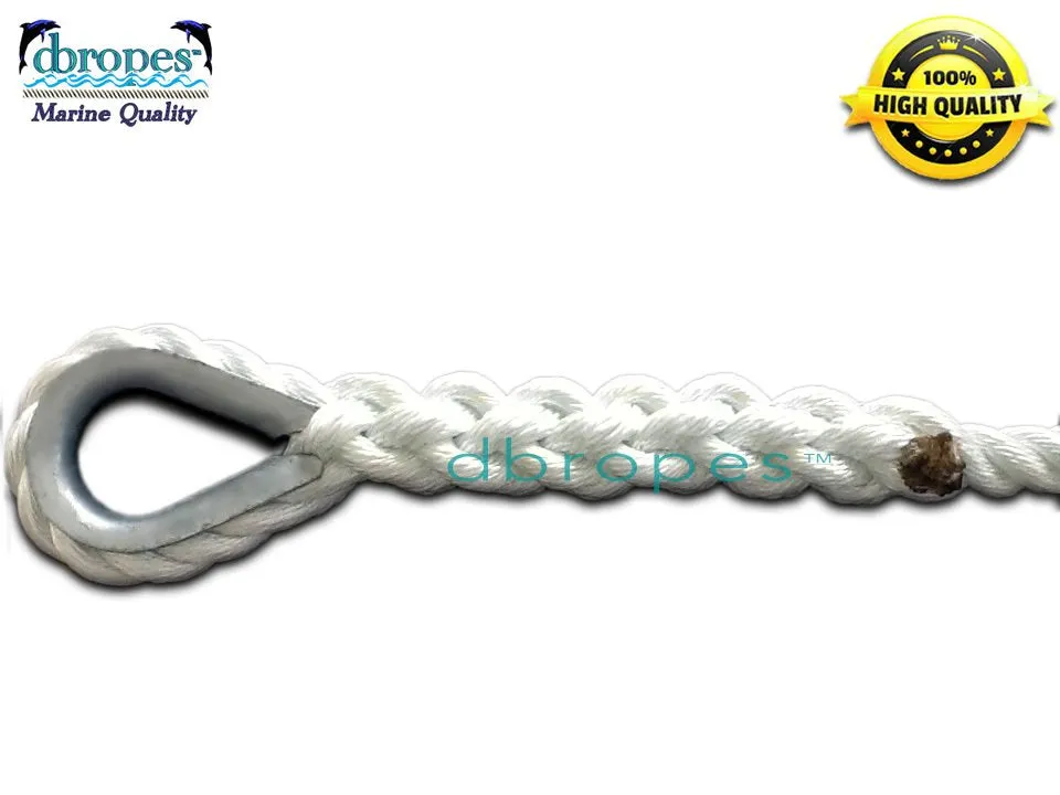 5/8" X 15'Mooring Pendant 100% Nylon Rope with Thimble. (Tensile Strength 10400 Lbs.) Made in USA.