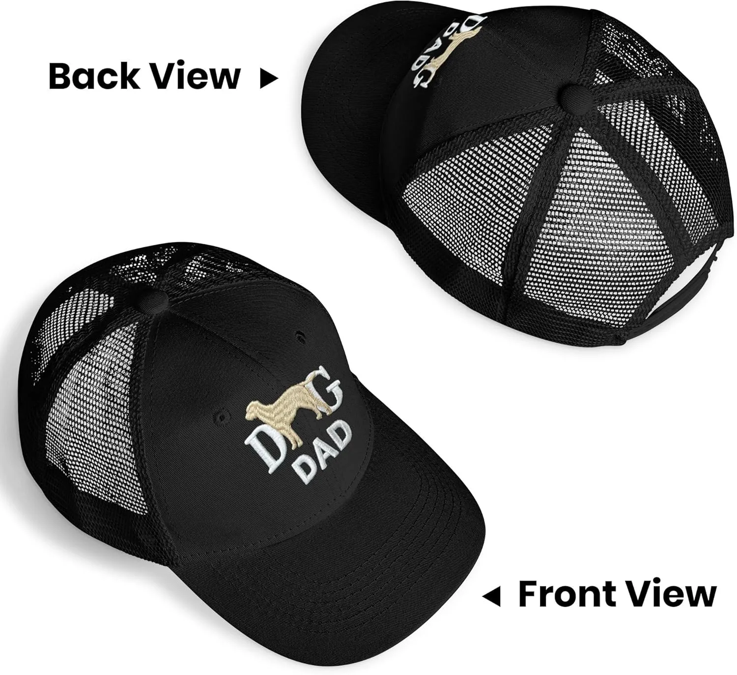 Baseball Caps Embroidered Adjustable Mesh Dad Hat Black Trucker Hats for Men and Women