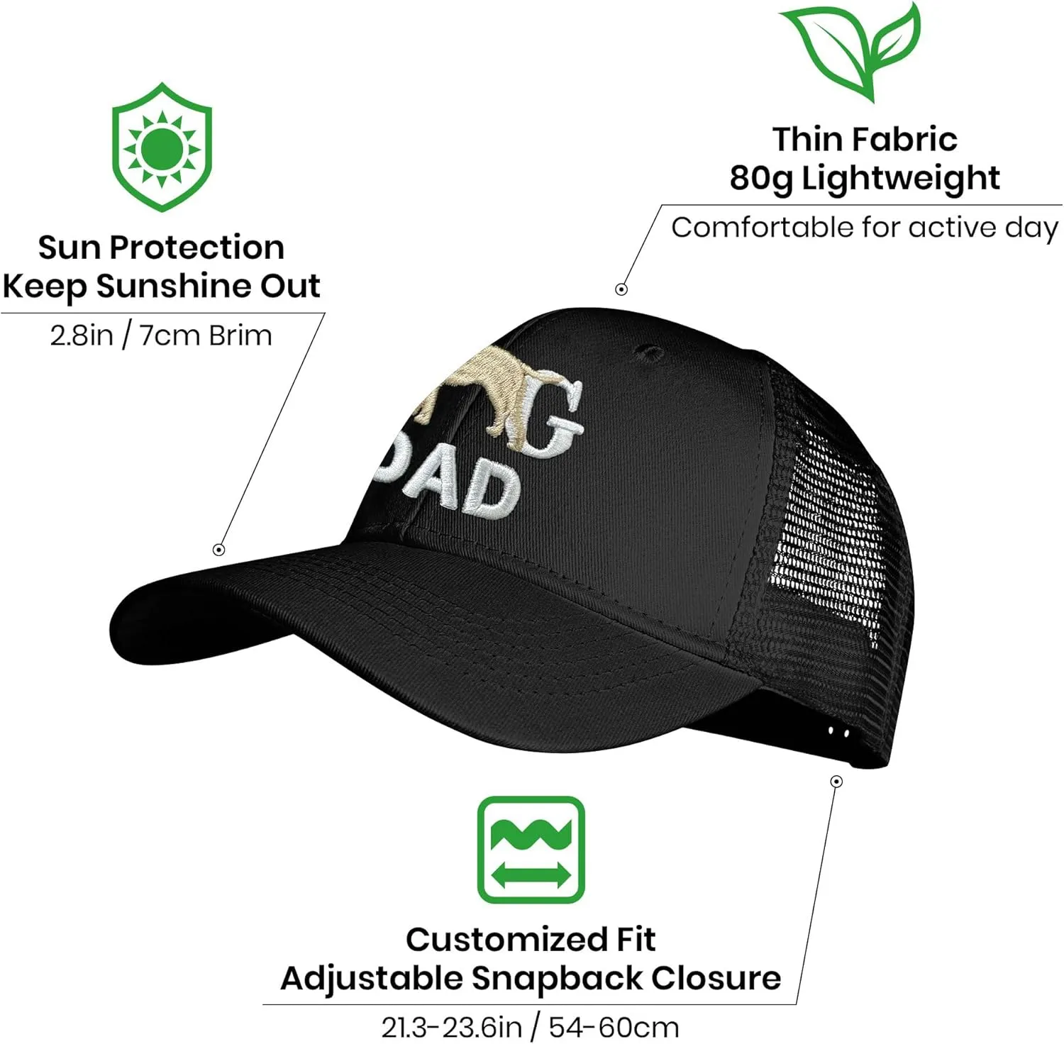 Baseball Caps Embroidered Adjustable Mesh Dad Hat Black Trucker Hats for Men and Women