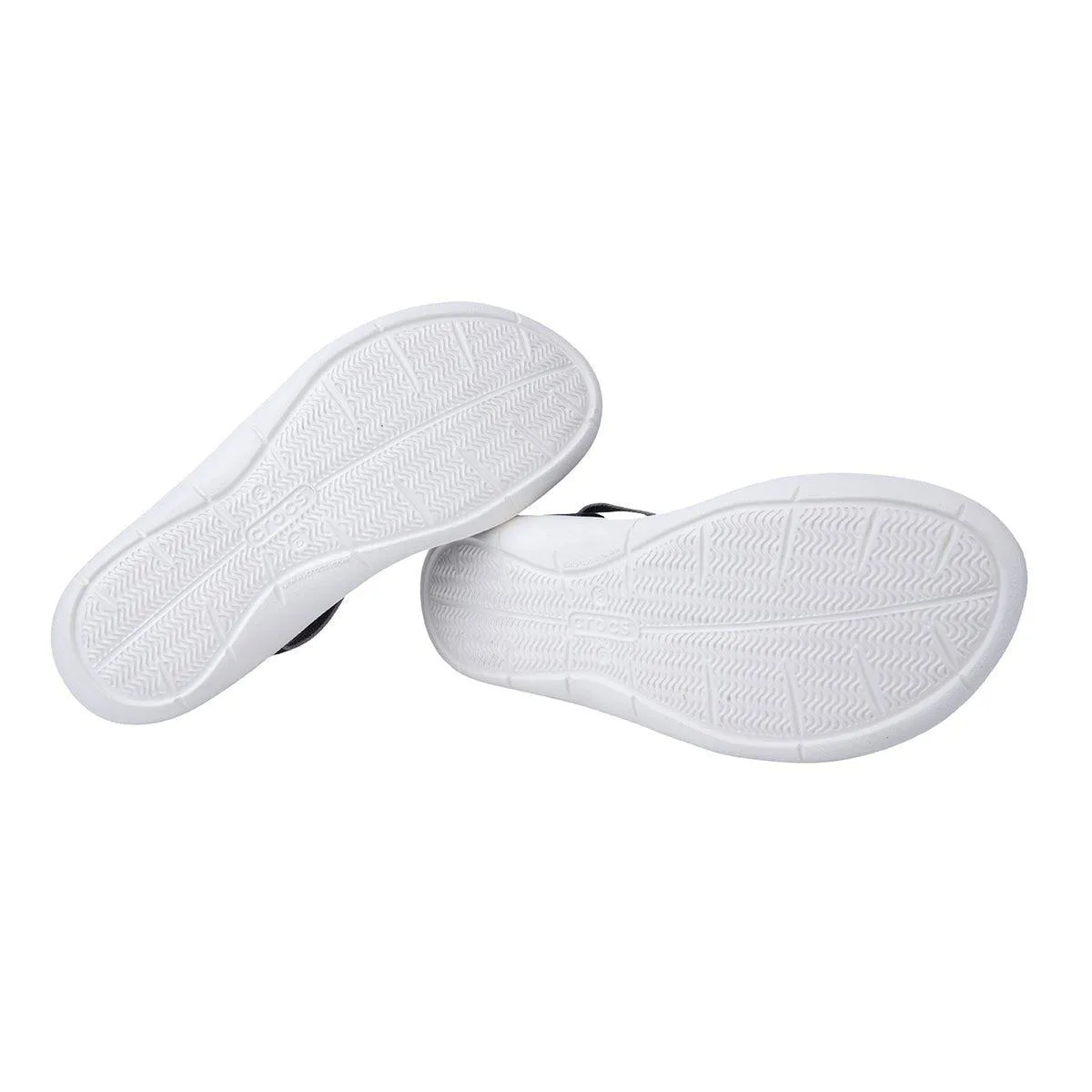 Crocs Swiftwater Webbing Flat Sandals Fabric Grey Colour For Women