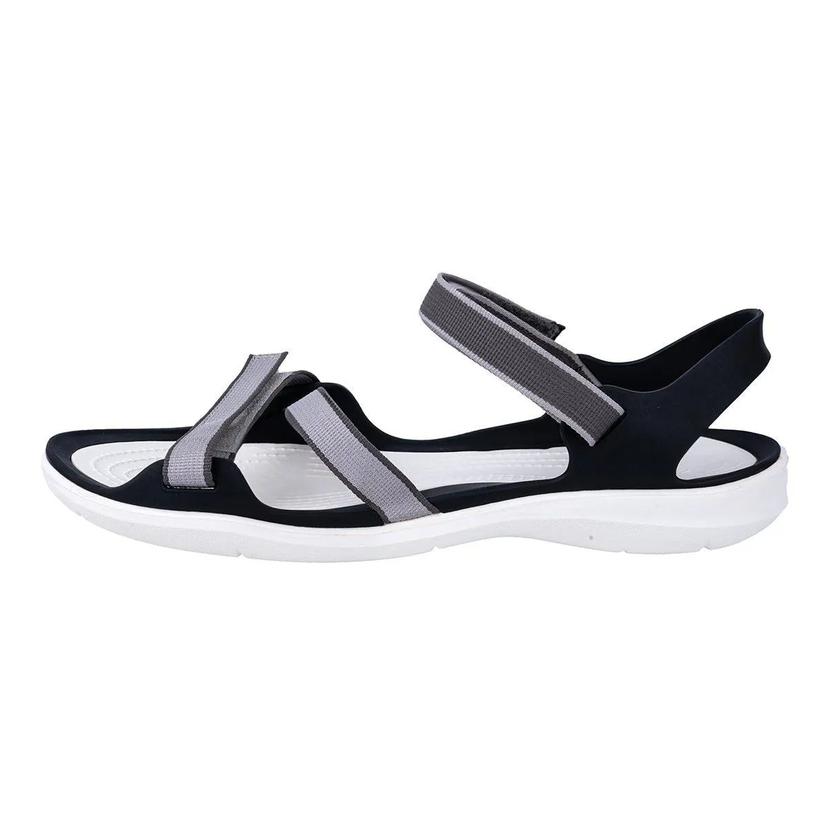 Crocs Swiftwater Webbing Flat Sandals Fabric Grey Colour For Women
