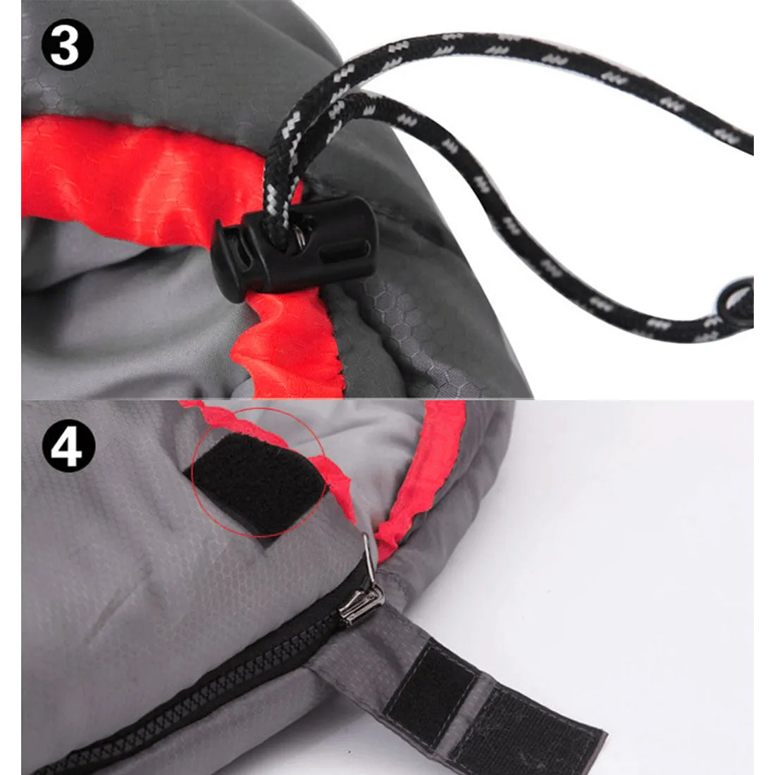 Double Camping Envelope Twin Sleeping Bag Thermal Tent Hiking Winter 0° C - red