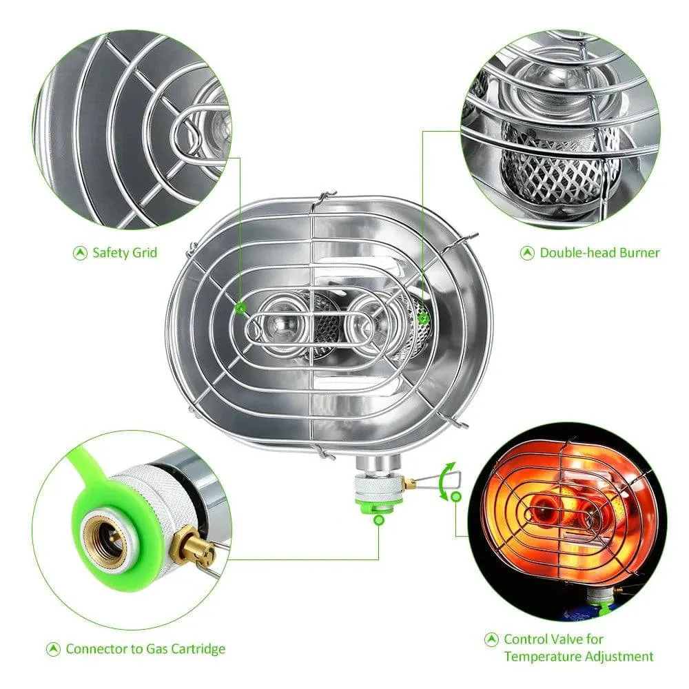 Double Head Outdoor Heaters Portable Infrared Ray Camping Heating Stove Warmer Heating Gas Stove for Outdoor Camping