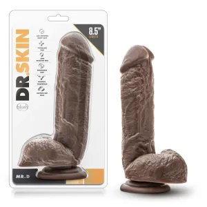 Dr. Skin By Blush® | Mr. D Realistic Chocolate 8.5-Inch Long Dildo With Balls & Suction Cup Base