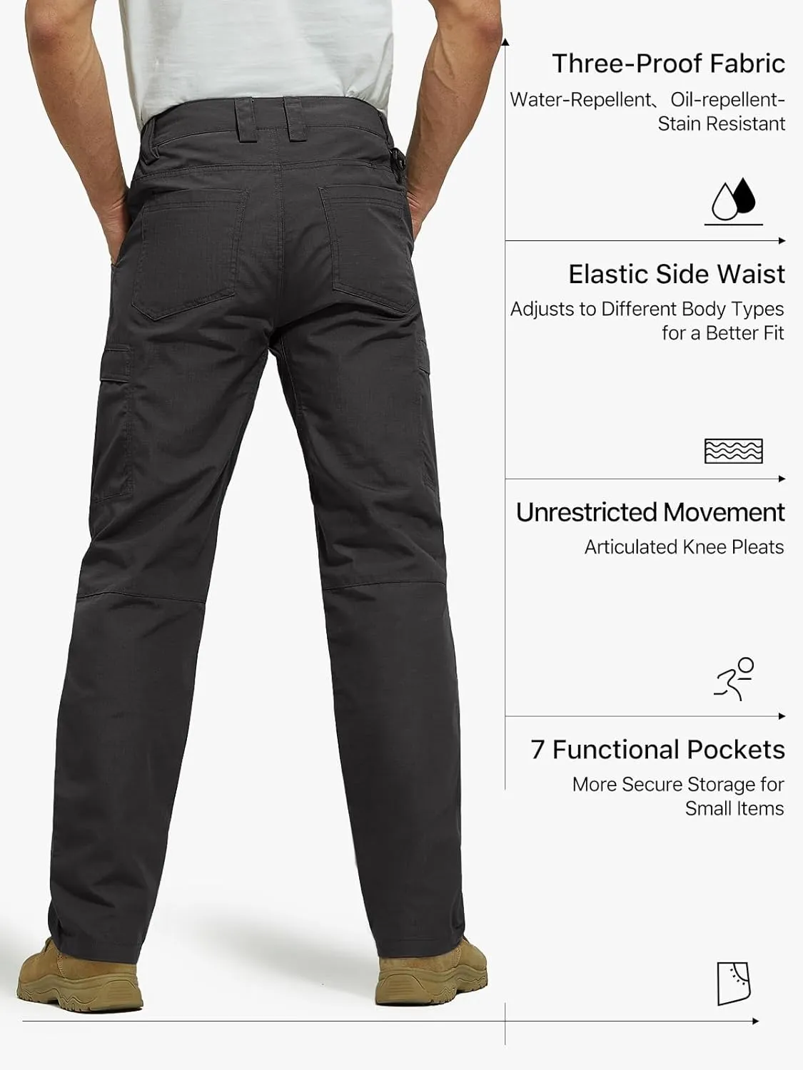 FREE SOLDIER Men's Cargo Pants Water Resistant Ripstop Tactical Pants for Men Work Pants Lightweight Outdoor Hiking Pants Men