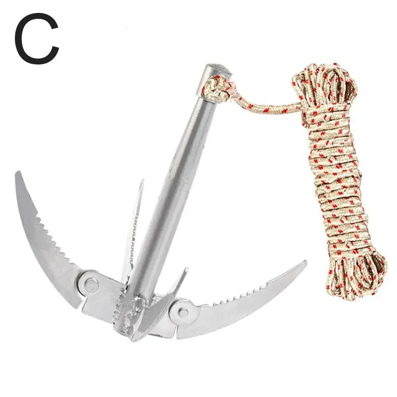Grappling Hook Survival Tool With Rope Folding Anchor Sturdy For Small Boat, Climbing