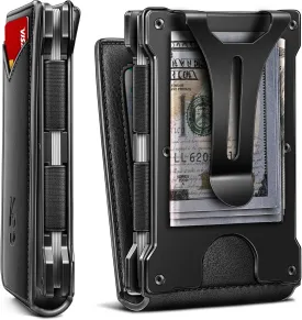 KEMISANT Men Wallet- Slim Wallet Money Clip For Gift Men in Front Pocket 12Cards-Metal Case with Magnetic Flip