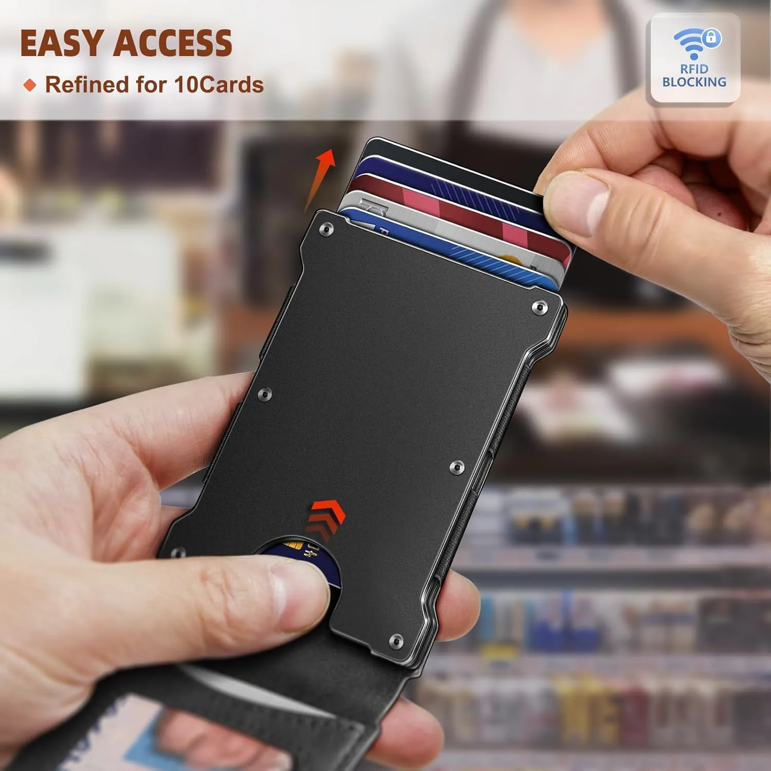 KEMISANT Men Wallet- Slim Wallet Money Clip For Gift Men in Front Pocket 12Cards-Metal Case with Magnetic Flip