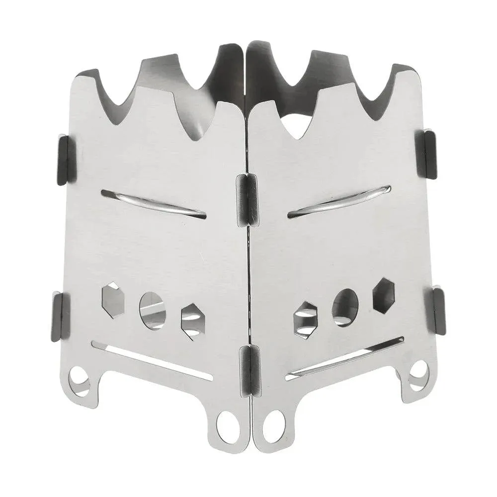 Lixada Folding Wood Stove Outdoor Camping Stove with Alcohol Tray Ultralight Stainless Steel Pocket Burner for Picnic Hiking