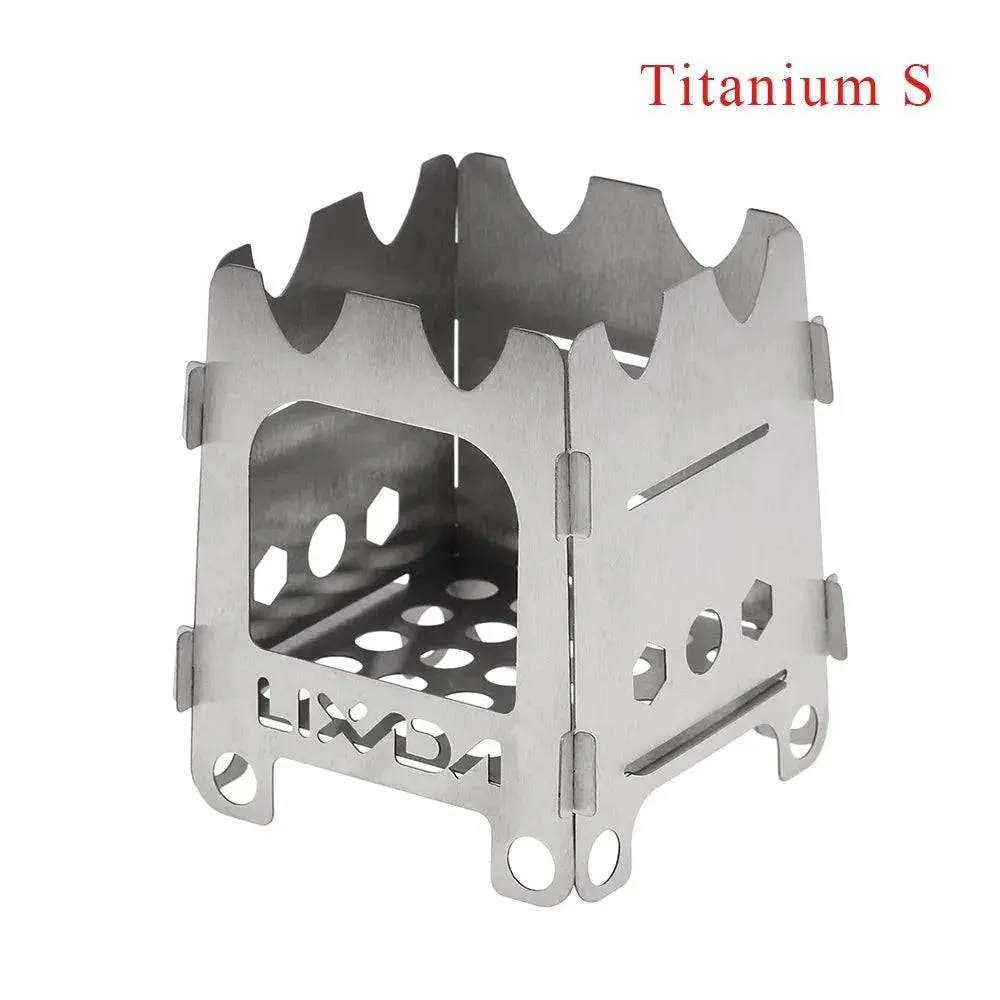 Lixada Folding Wood Stove Outdoor Camping Stove with Alcohol Tray Ultralight Stainless Steel Pocket Burner for Picnic Hiking