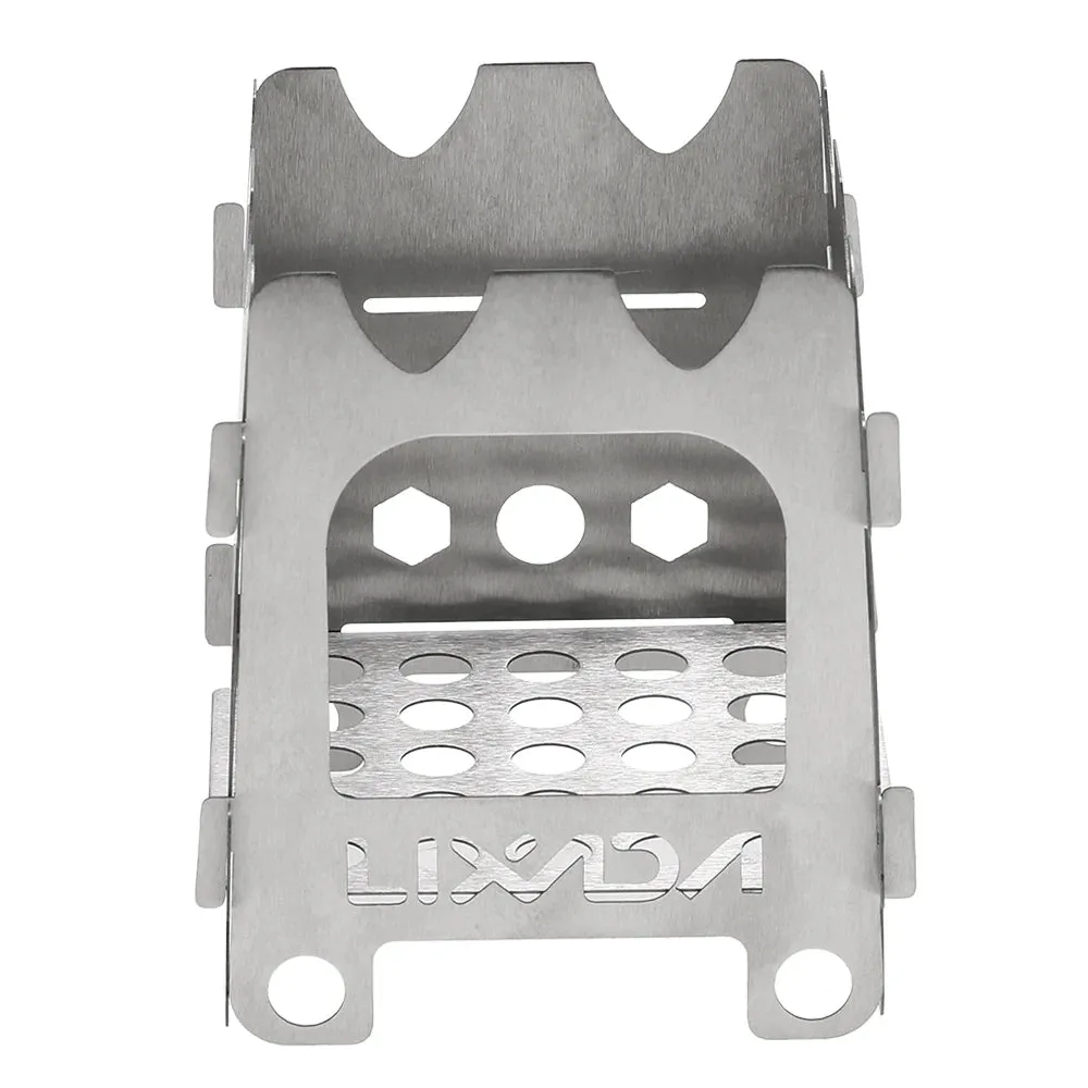 Lixada Titanium Wood Stove Outdoor Camping Stove Folding Stainless Steel Alcohol Stove BBQ Picnic Burners Camping Equipment