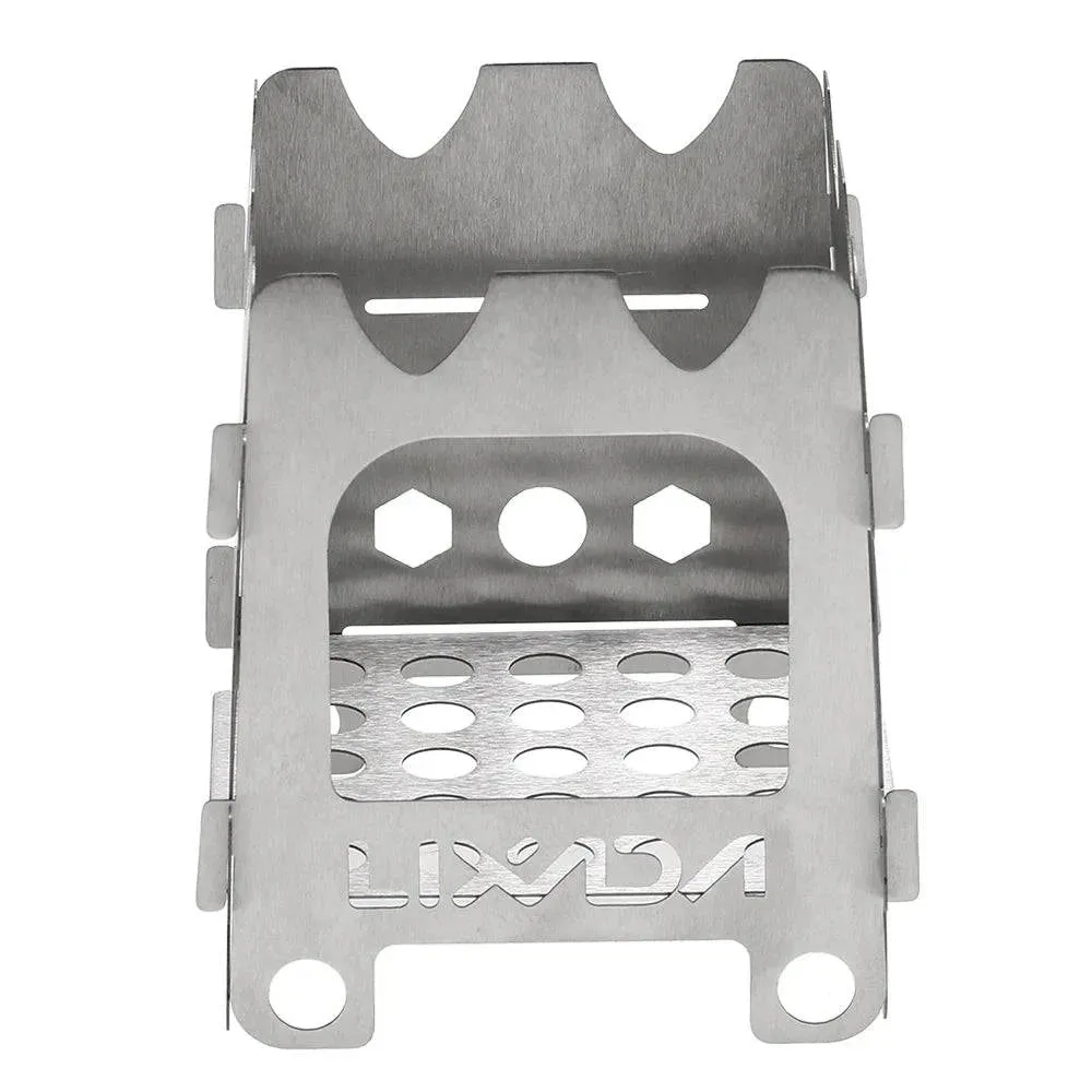 Lixada Titanium Wood Stove Outdoor Camping Stove Folding Stainless Steel Alcohol Stove BBQ Picnic Burners Camping Equipment