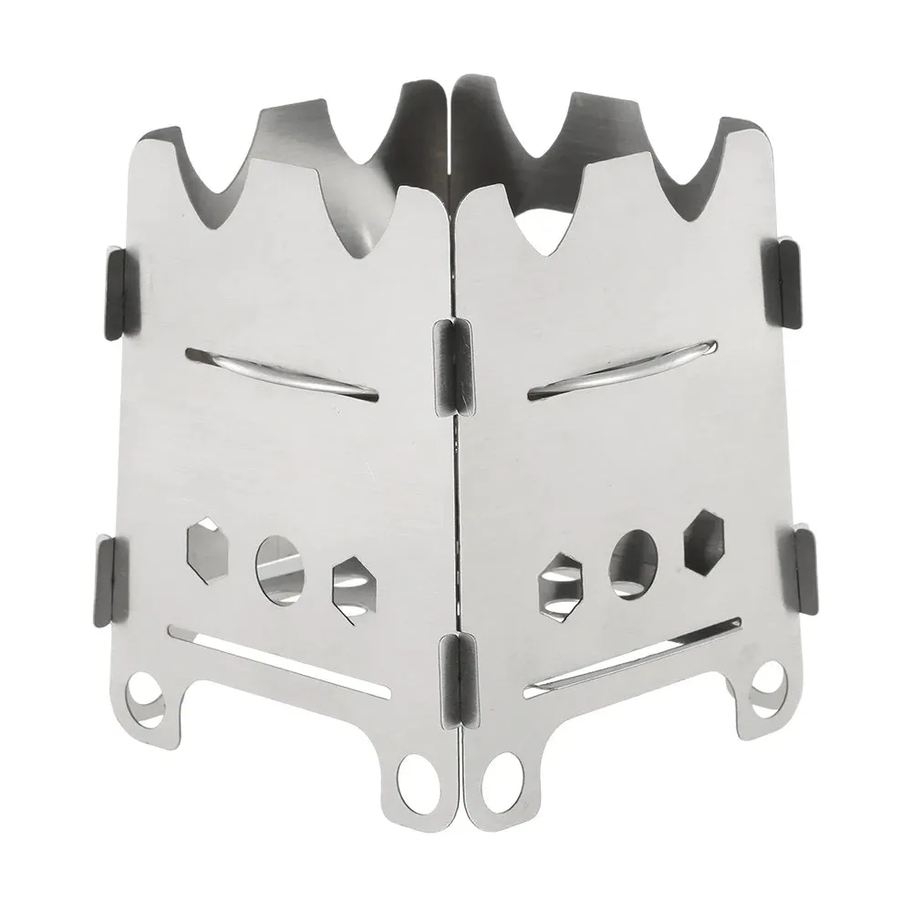 Lixada Titanium Wood Stove Outdoor Camping Stove Folding Stainless Steel Alcohol Stove BBQ Picnic Burners Camping Equipment