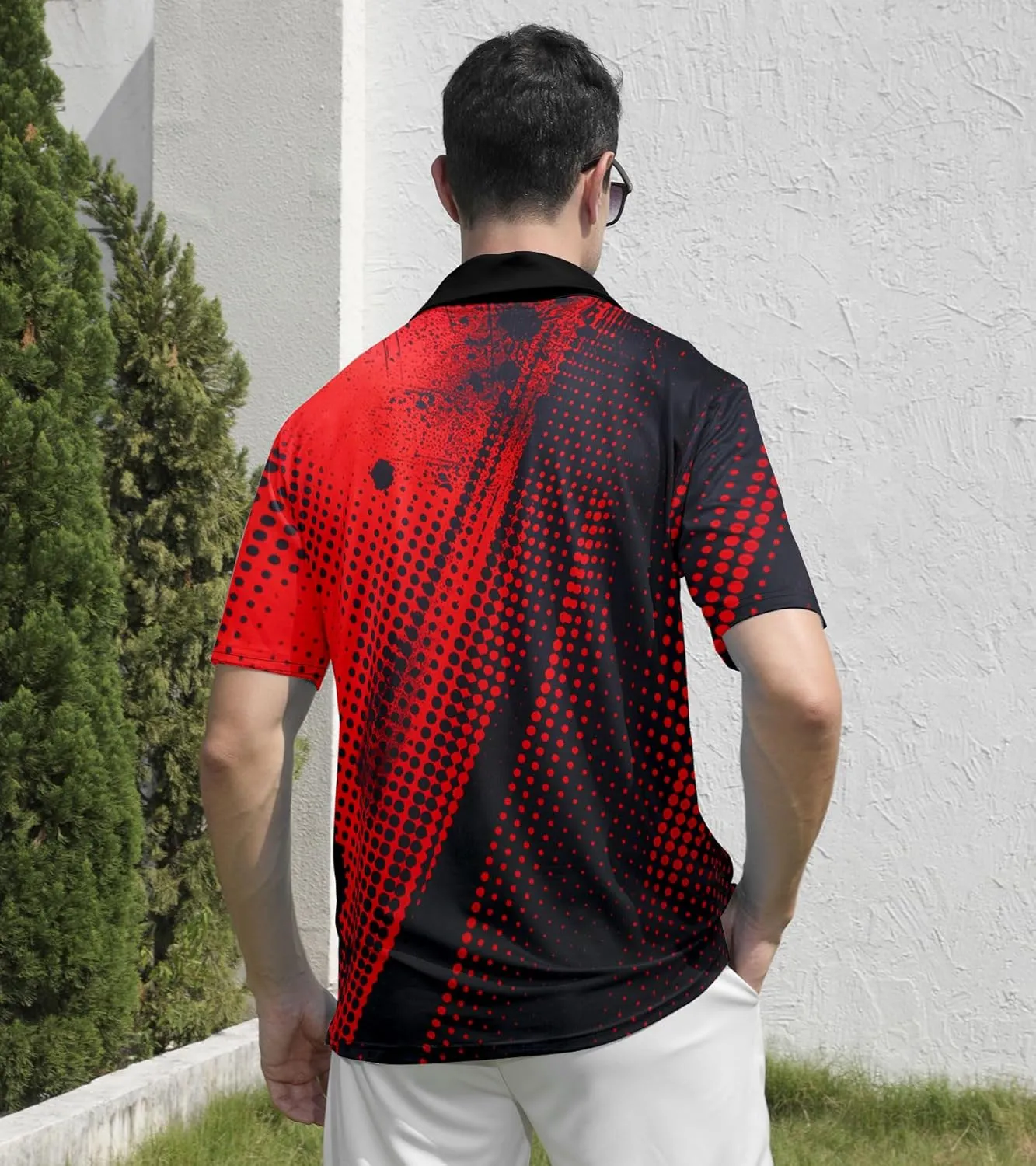 Mens Golf Shirts Short Sleeve Dry Fit Athletic Moisture Wicking Golf Polo Performance Printed Collared Polos