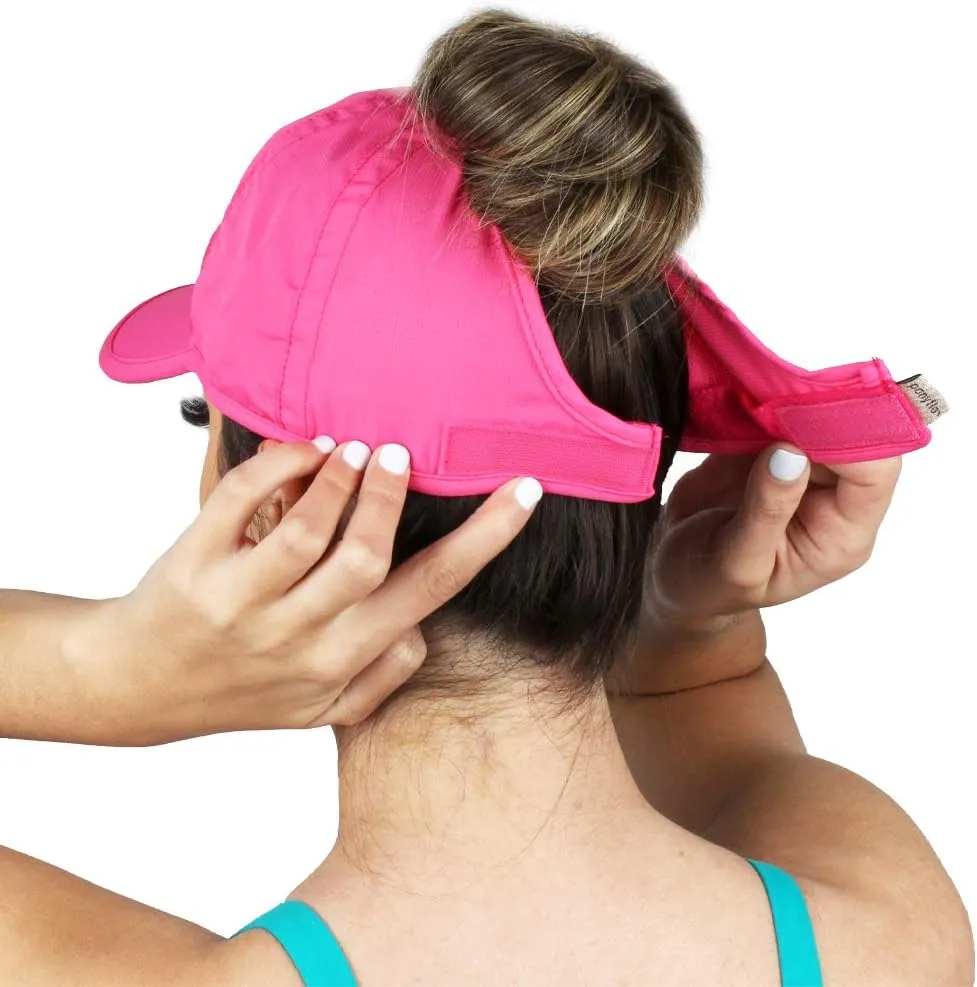 Ponyflo Womens Ponytail Baseball Cap - Ponytail Hats for Women, Curly Hair Ponytail Hat, Baseball Hat for Women