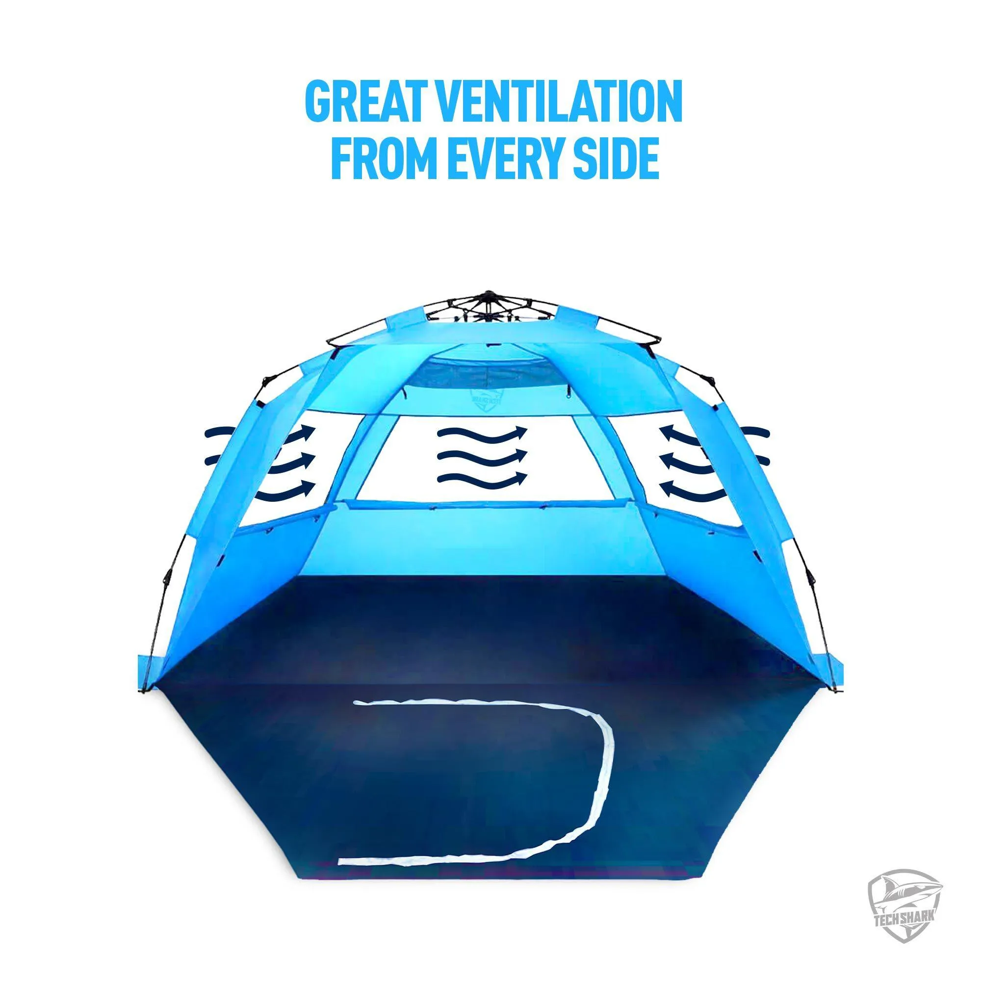 Pop Up Beach Tent | Extendable Floor with 3 Windows Plus Carrying Bag | Suitable for  4 person