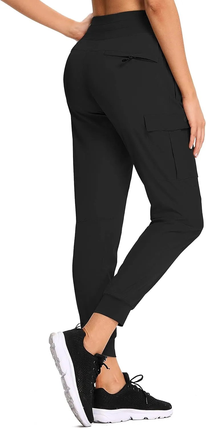 RlaGed Women??s Cargo Hiking Pants Lightweight Joggers Quick Dry Water Resistant Outdoor Fishing UPF 50 Zipper Pockets
