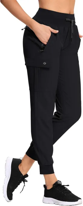 RlaGed Women??s Cargo Hiking Pants Lightweight Joggers Quick Dry Water Resistant Outdoor Fishing UPF 50 Zipper Pockets