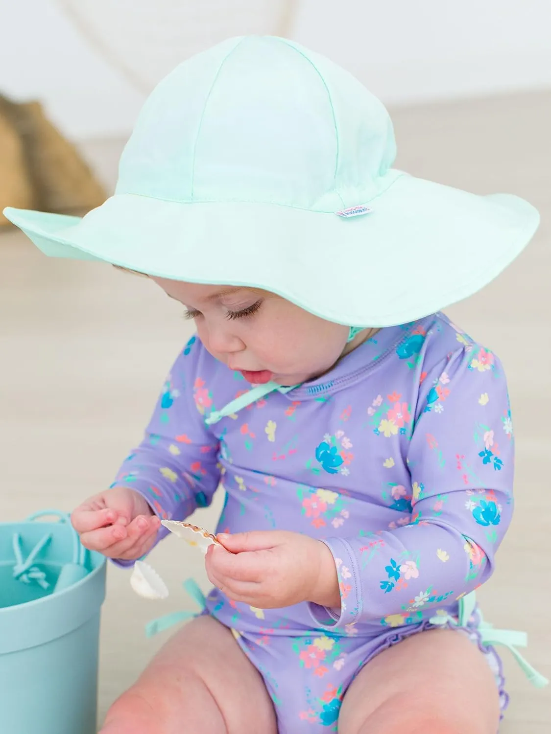 RuffleButts? Baby/Toddler Girls Baby/Toddler Sun Hat with UPF 50  Sun Protection and Floppy Wide Brim