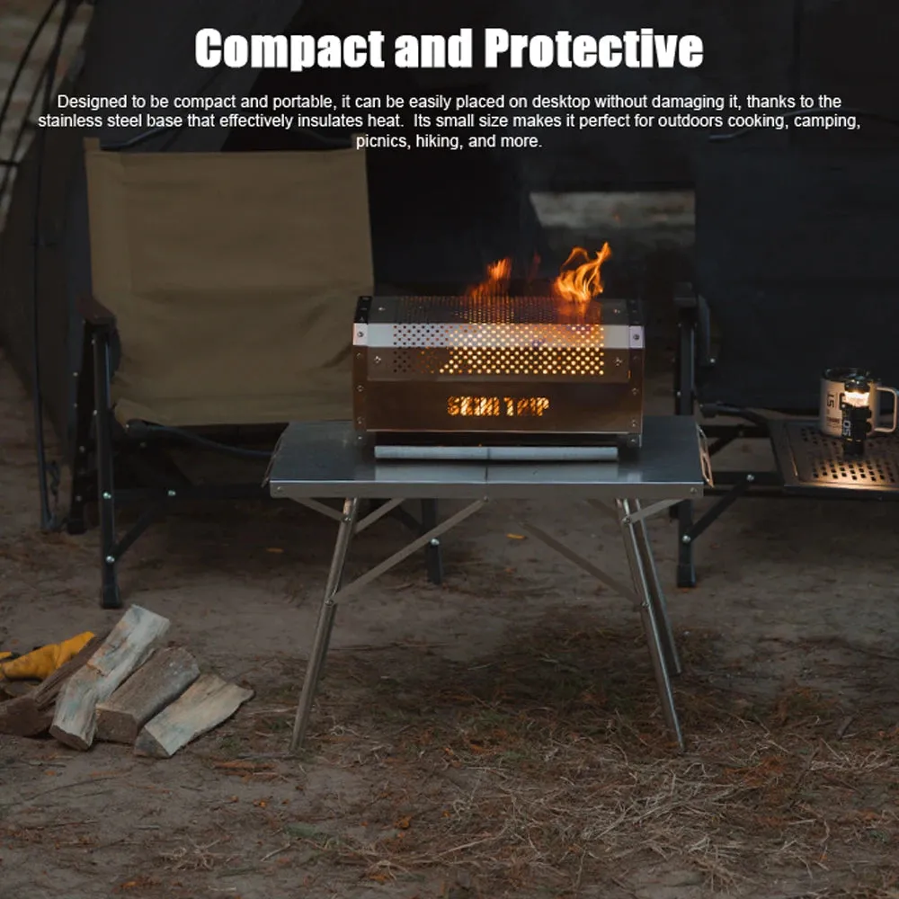 ShineTrip Camping Stove Outdoors Wood Burning Stove Stainless Steel Heating Stove Campfire Grill for Outdoors Cooking Picnic BBQ