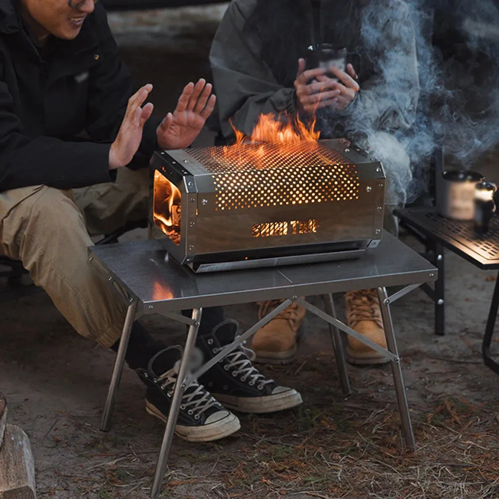 ShineTrip Camping Stove Outdoors Wood Burning Stove Stainless Steel Heating Stove Campfire Grill for Outdoors Cooking Picnic BBQ