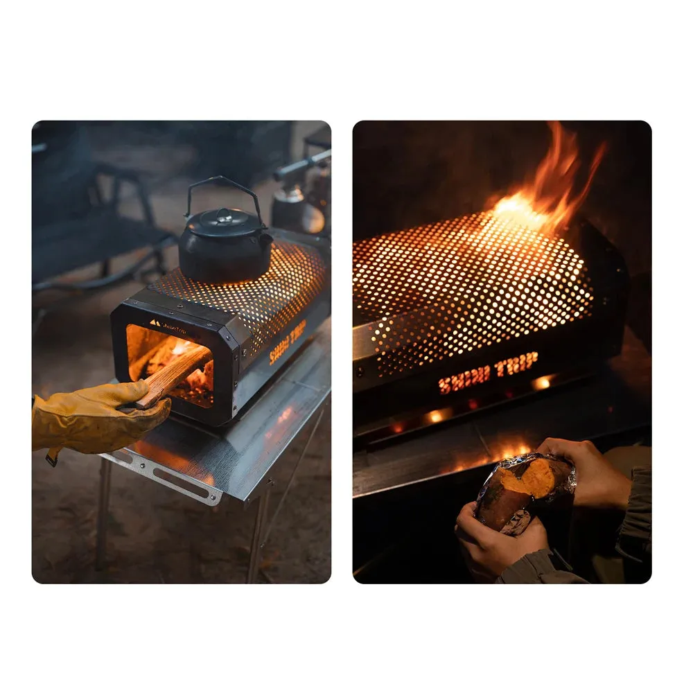 ShineTrip Camping Stove Outdoors Wood Burning Stove Stainless Steel Heating Stove Campfire Grill for Outdoors Cooking Picnic BBQ