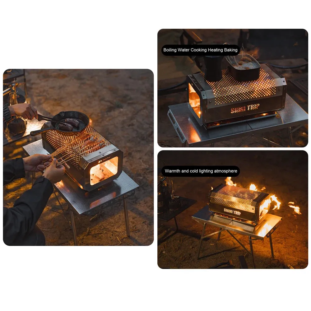 ShineTrip Camping Stove Outdoors Wood Burning Stove Stainless Steel Heating Stove Campfire Grill for Outdoors Cooking Picnic BBQ
