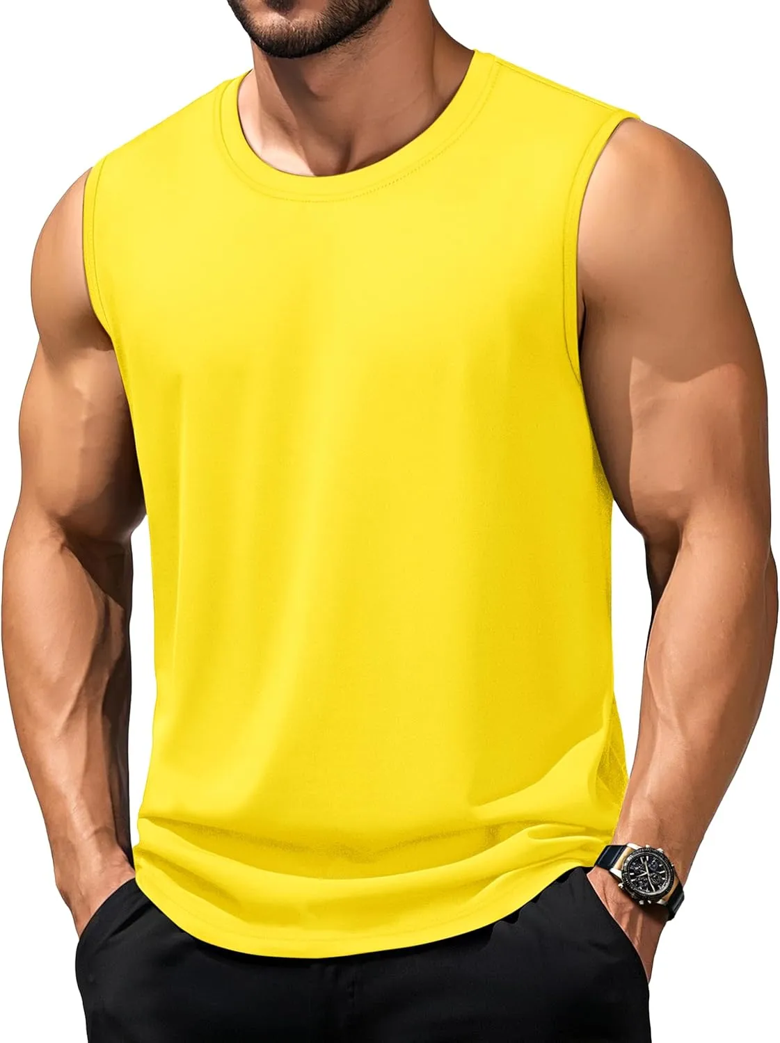 TACVASEN Tank Top for Men Moisture Wicking Cotton Sleeveless Shirts Muscle Gym Workout Causal Summer Tank Tops